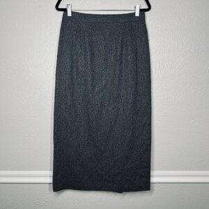 Vintage Sag Harbor Gray Wool Blend Midi Y2K Pencil Skirt Sz. 14